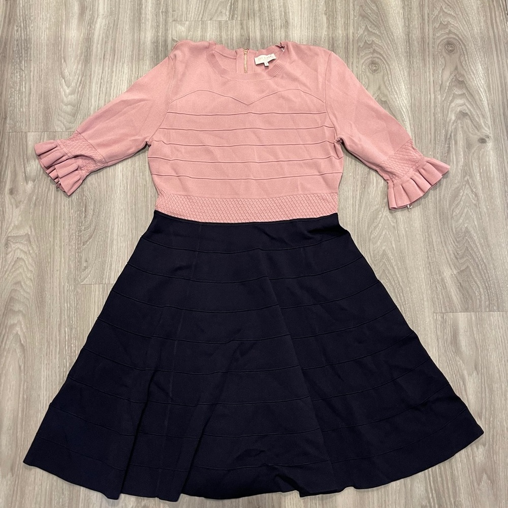 Ted Baker dress worn once. Pink and navy blue.
